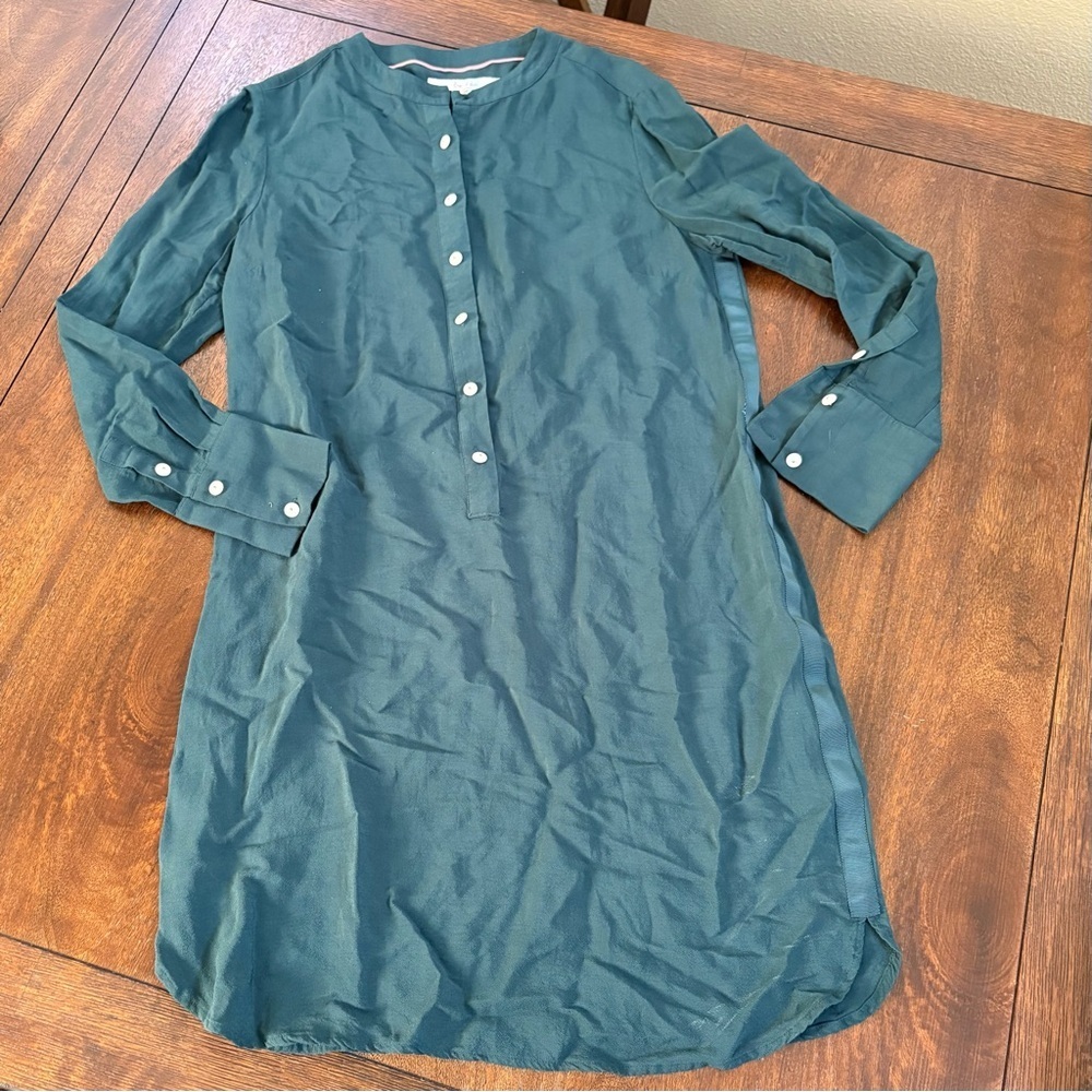 Boden Teal Button-Front Midi Dress